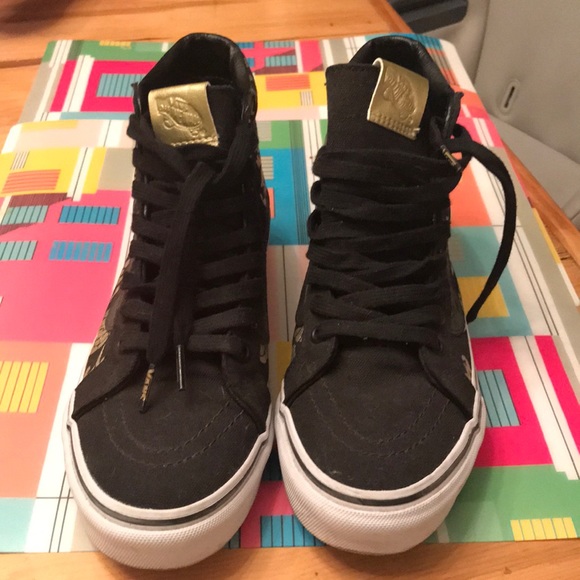 black and gold vans high tops